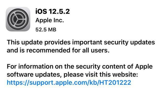 肇庆苹果手机维修分享iOS12.5.2发布，建议所有老苹果用户安装 